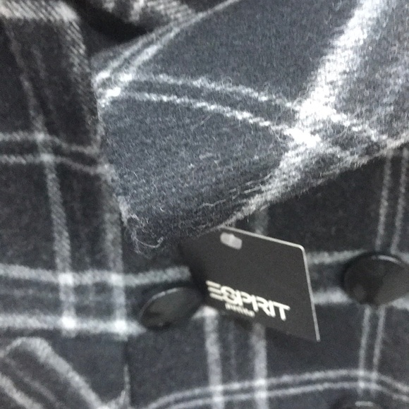 NWT,Esprit Petite Women thick wool coat,black/grey - Picture 5 of 16